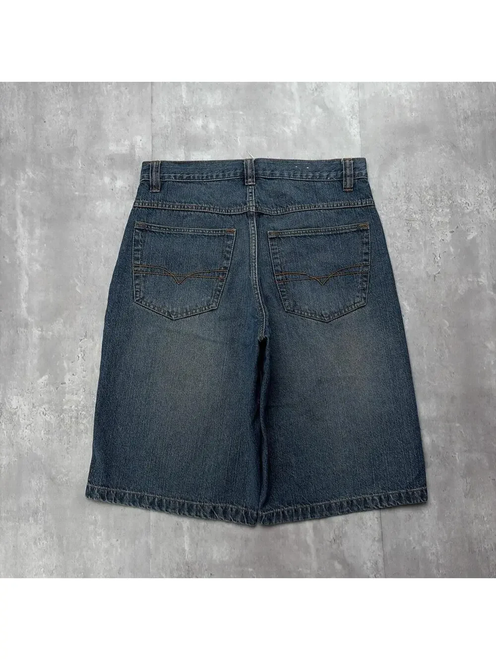 Y2K Dark Wash Anchor Blue Grunge Baggy Skater Denim Jorts